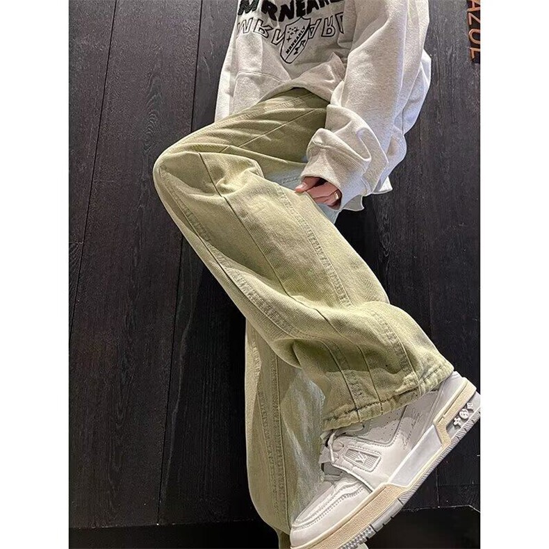 DWH68-P50美式复古做旧直筒水洗牛仔裤男女宽松设计感长裤子潮流,男装牛仔裤,星座603-2