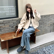 软糯羊羔毛翻领皮毛一体短外套2C239-115-P225-K338，女装皮草，2C239