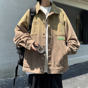 高街牛仔外套男韩版潮流拼色2023秋冬季新款ins宽松夹克W3911-P67图片