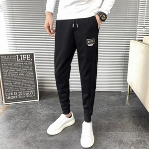 2025秋冬季新款华夫格拼接休闲裤男韩版潮流网红小脚裤L703-P60图片