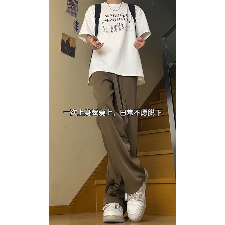 得物品质可二开宽松直筒拖地裤垂感西装裤A422P55控78,男装西服套装,电商A309