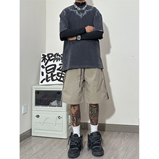 港风抖音品质冲锋裤短裤五分裤休闲裤工装裤A014-DY2321-P55控78，男装休闲裤，电商A014