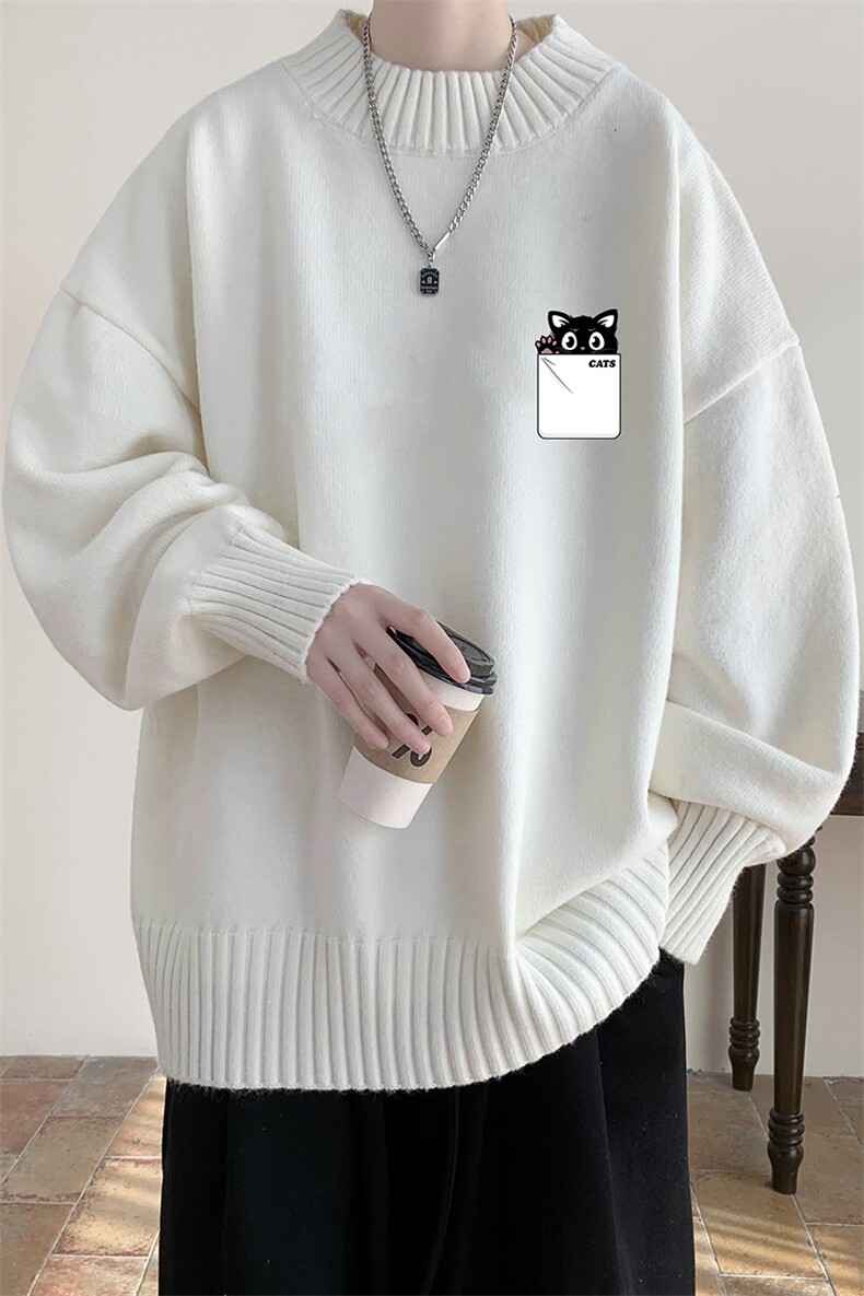 半高领毛衣男大码胖子针织衫毛线衣M18397-P45加绒款-P65,男装针织衫/毛衣,电商A040