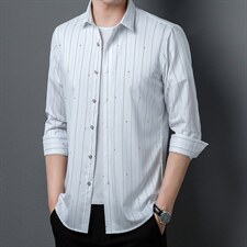 2023秋季新款免烫竹纤维衬衫男士长袖商务休闲衬衣修身打底衫P65，男装衬衫，星座1105-3