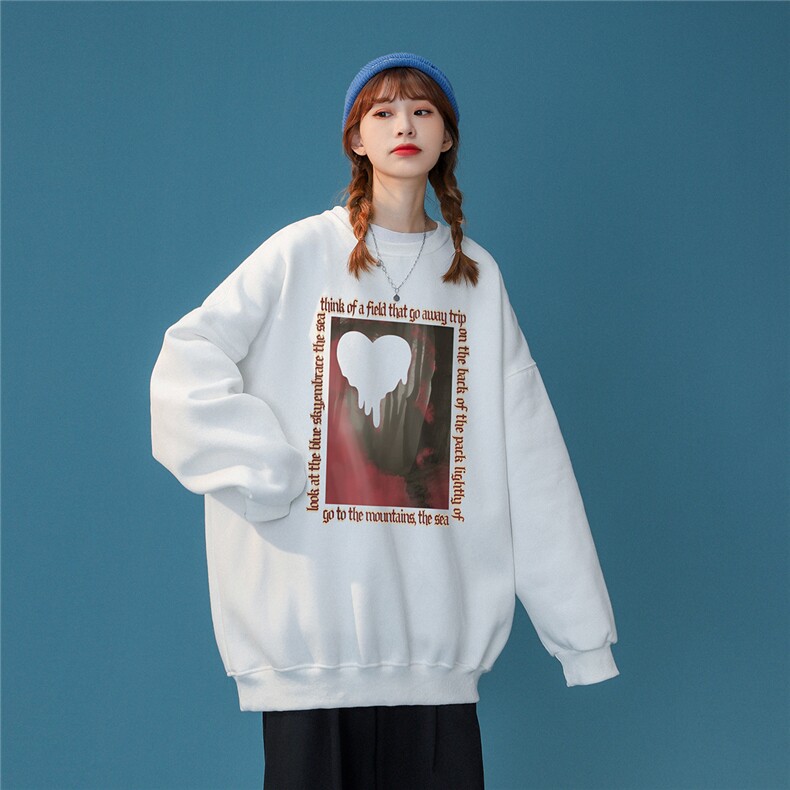 中性风2026秋季新款设计感油画风印花圆领情侣卫衣W197p30控48-,男装卫衣,A247A