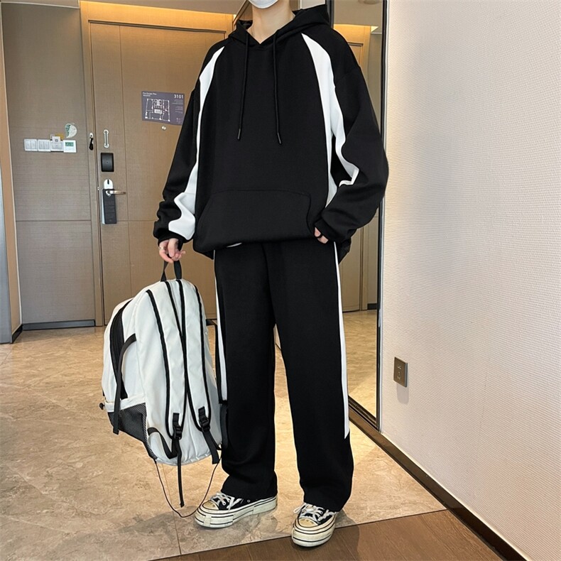 TB36-P95春秋新款男生宽松连帽卫衣套装学生印花上衣裤子,男装休闲套装,星座507A（原星座306B-2）