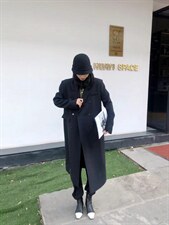 翻领大气长款外套，其它，迩棟
