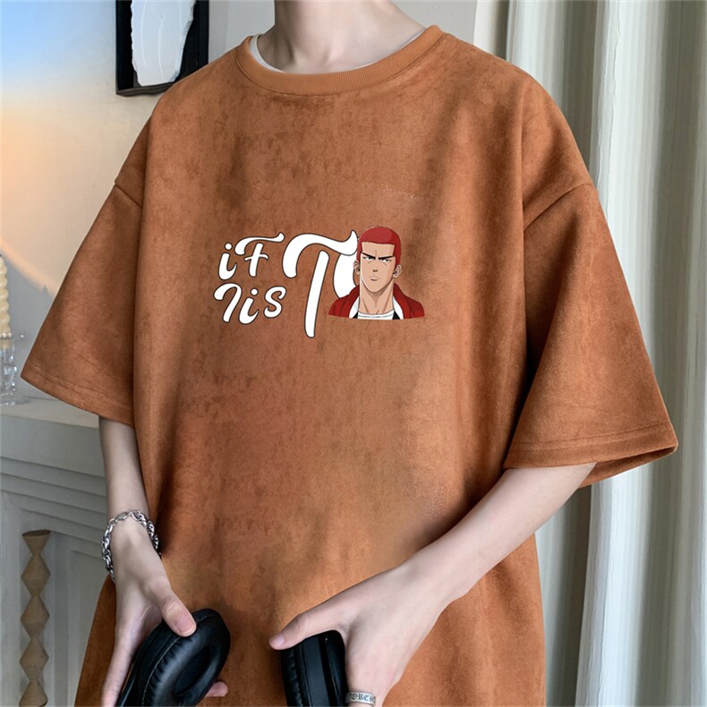 灌篮高手元素麂皮绒圆领休闲夏季短袖T恤男清凉RT3067-P28控48,男装T恤,电商B370