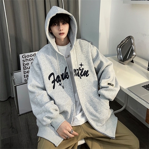 wassup happy重磅卫衣男春秋季连帽潮牌港风休闲大码拉链开衫外套图片