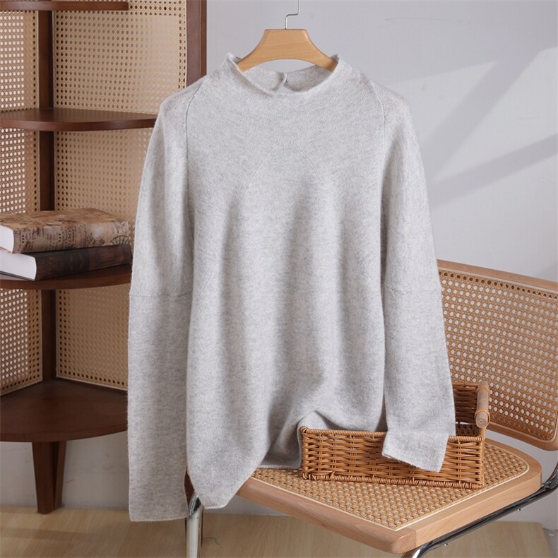 2025年秋季新款百搭女士半高领长袖八字半高羊绒衫，女装羊绒衫，品秋羊绒