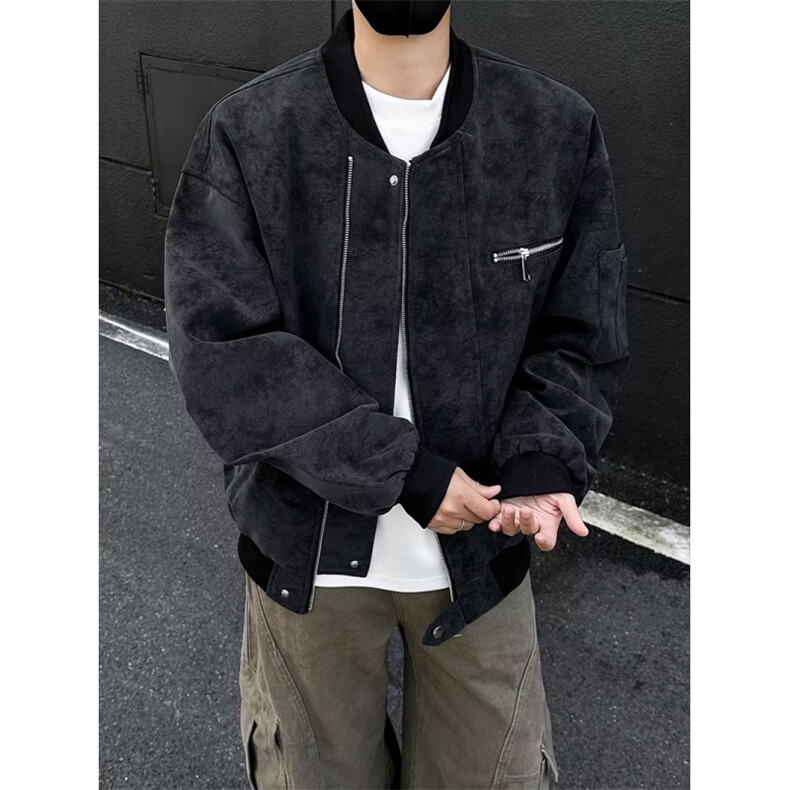 秋冬新款开衫夹克美式复古休闲慵懒风男纯色外套jk113p68,男装夹克,电商D315