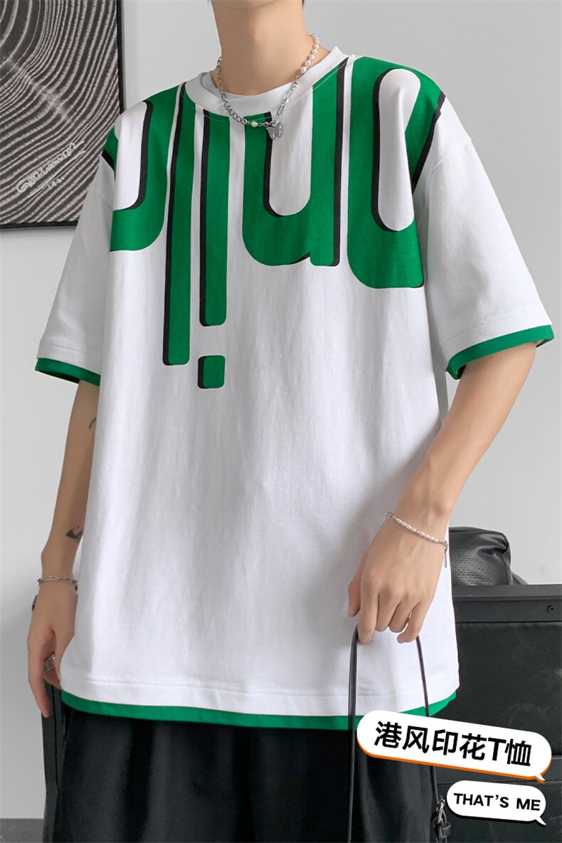 夏季新款男士短袖T恤港风时尚舒适百搭青春帅气潮牌TC3128-P30,男装T恤,星座717