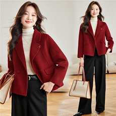 轻熟风气质短款毛呢外套女2025秋冬新款宽松超好看双面呢羊毛大衣，女装双面呢大衣，拾衣