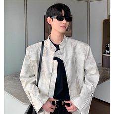 cuibuju小众高级感立领机车皮衣男宽松短款垫肩夹克外套，男装夹克，星座218-1（原230）