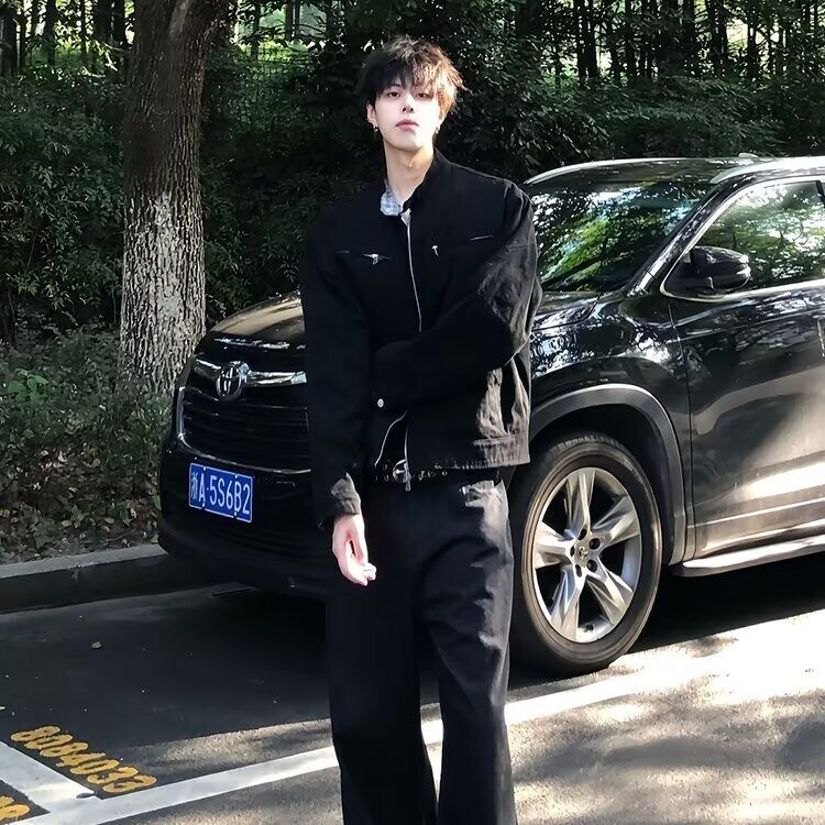 美式复古哈灵顿立领外套男女cleanfit休闲牛仔水洗底特律工装夹克图片