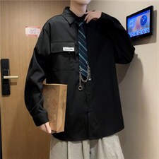 长袖衬衫男港风日系春季韩版潮流帅气衬衣CS22P35，男装衬衫，星座1116-2