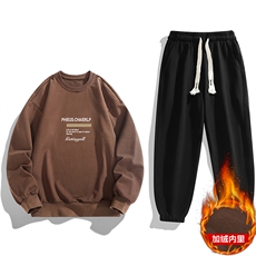 外贸跨境货源现货2025秋冬加绒新款男士印花卫衣套装JR8208-P39，男装休闲套装，星座1816-2（原1210–2）