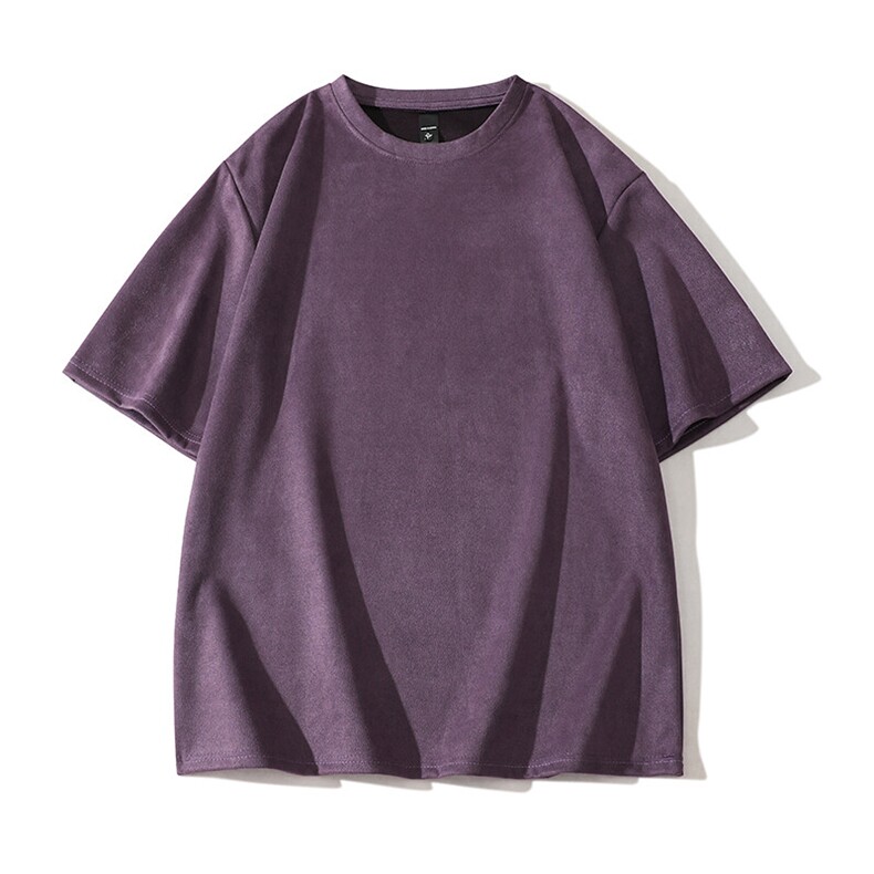 抖音得物直播高品质二开240克美式高街麂皮绒光版纯色短袖t恤12.5，男装T恤，电商A486-1