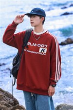 港风圆领字母印花图案设计袖子三杠织带潮流卫衣男WY77762P48控68，男装卫衣，星座227-7