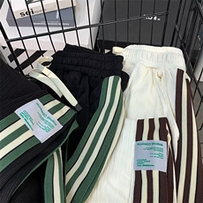 美式条纹裤男款夏季宽松潮牌高街大码薄款休闲裤直筒运动长裤，男装休闲裤，四季星座218-1