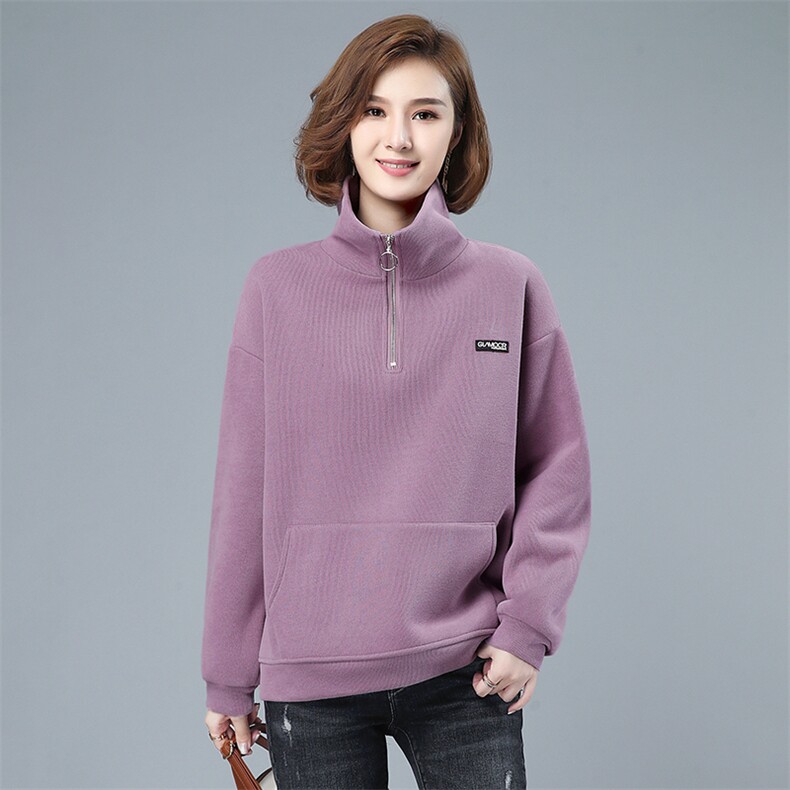 2021年冬季新款潮加绒加厚高领卫衣女长袖休闲百搭上衣服女棉,女装卫衣/绒衫,简韵佳