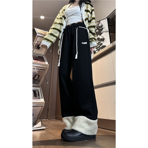 INS冬季新款加绒保暖可爱小狗宽松休闲卫裤B315-K876-p65控88图片