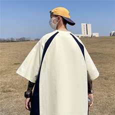 2025高品质300克全棉双纱短袖撞色圆领光板T恤打底衫男RH7718-P33，男装T恤，星座610B-1