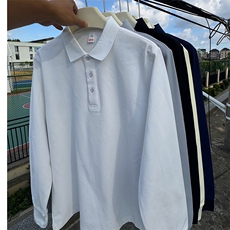 CP02男士长袖纯色POLO衫大码男女团队可定制印花秋T恤学生青少年，男装T恤，星座115A(原星座507）