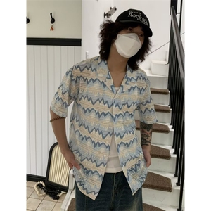 美式潮牌度假穿搭海岛衬衫短袖花衬衣宽松日系休闲上衣男 CJ52图片