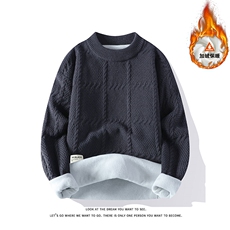 圆领设计感毛衣男加绒保暖上衣ZJB7147（加绒）特P63/ZB7147特P53，男装针织衫/毛衣，电商A007