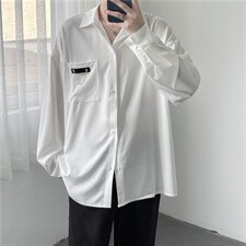 日系衬衫男长袖夏季港风宽松韩版潮流ins港风冰丝衬衣W1159-P32，男装衬衫，星座512-4