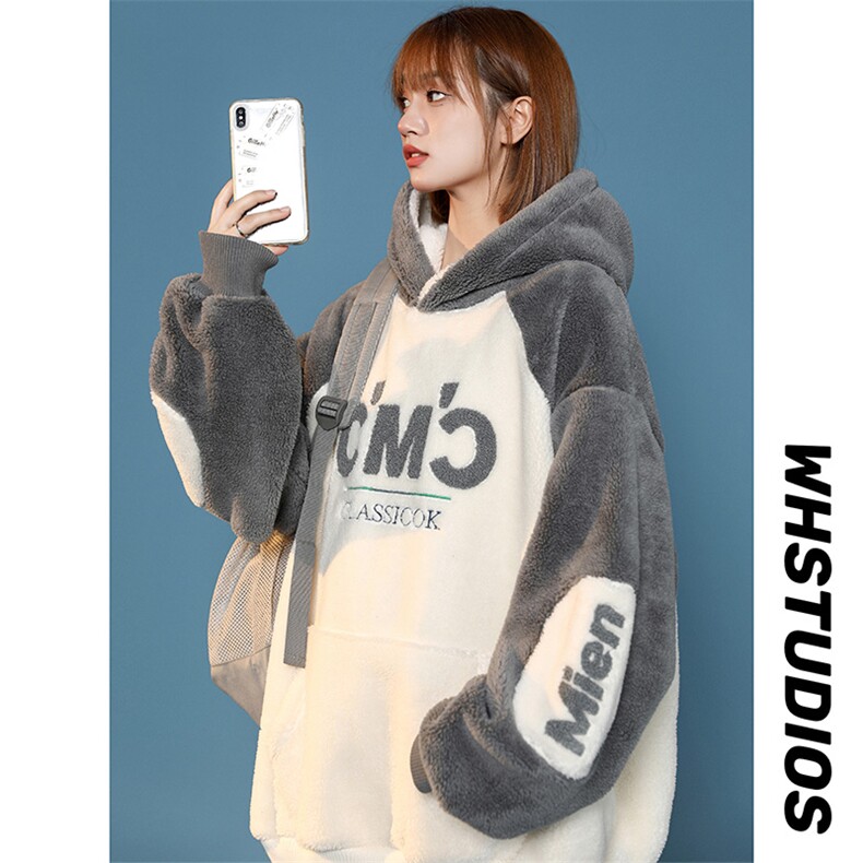 秋冬加绒加厚羊羔绒卫衣时尚连帽外套中性风男女972-P90控价118,男装卫衣,电商A441-1