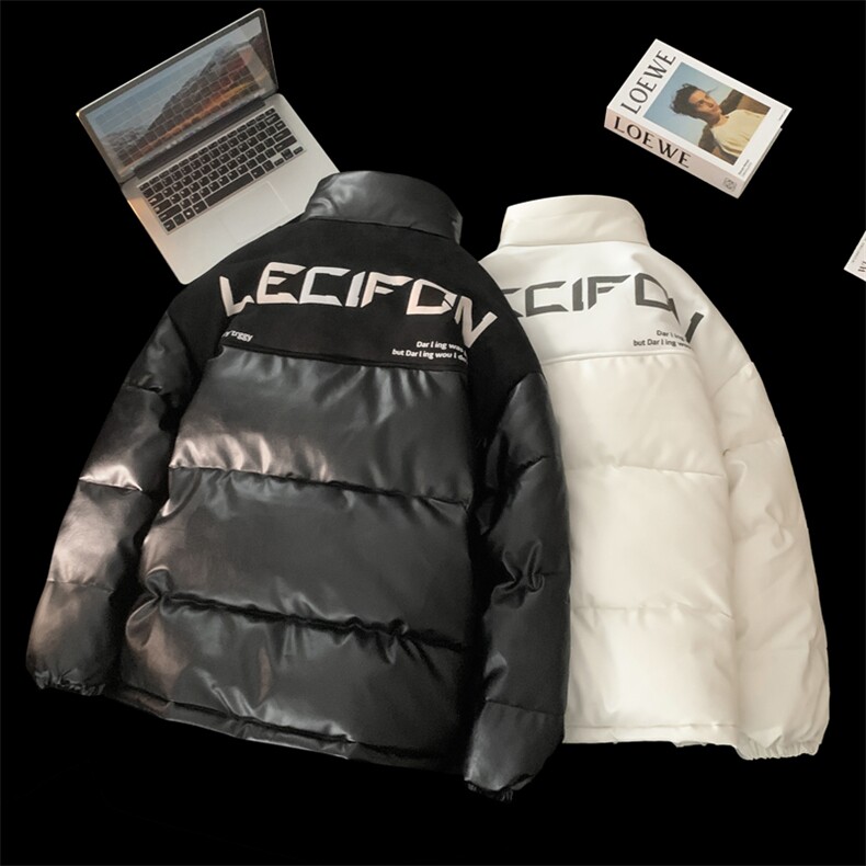 拼接加厚棉衣男PU皮立领棉袄软皮棉服外套3365-P90控118,男装棉衣,星座207