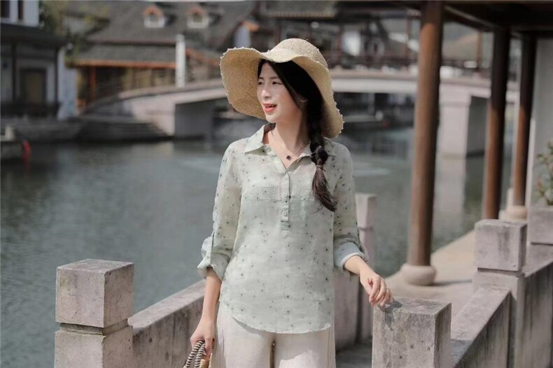 纯苎连衣裙小衫裤子裙子衬衣 时尚风 风淑女风休闲风，女装连衣裙，川哲