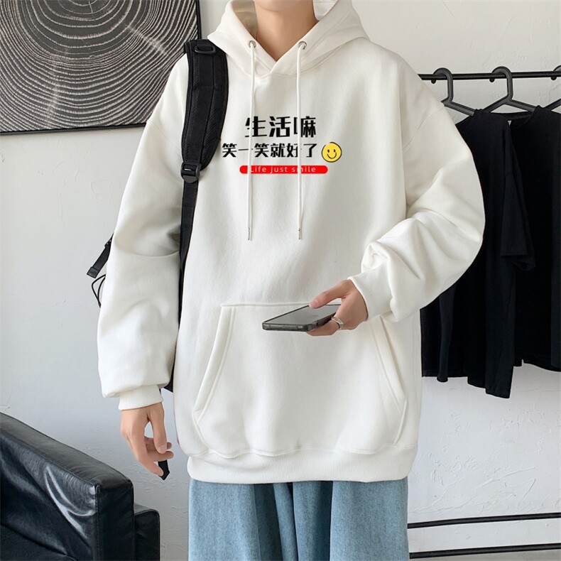 L2471P48韩版ins男士学生宽松运动连帽卫衣秋冬加绒情侣外套图片
