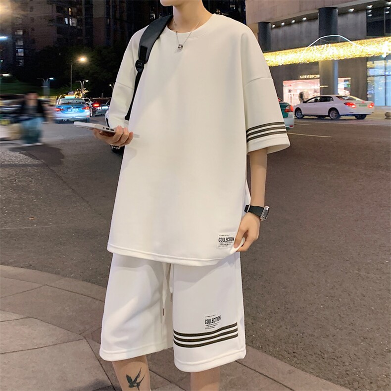 直播品质！2024夏季新款男士珠地短袖套装透气一套TZP001P70,男装T恤,电商B220