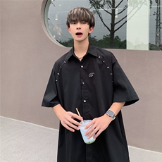 小众设计感衬衫男夏季新款潮牌ins高街短袖衬衣宽松CS40-P40，男装衬衫，星座1109-3