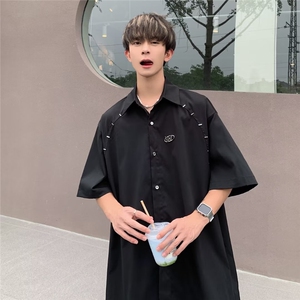 小众设计感衬衫男夏季新款潮牌ins高街短袖衬衣宽松CS40-P40图片