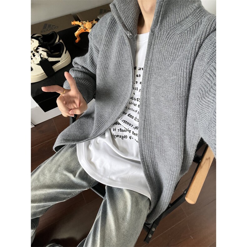 高品质拉链开衫毛衣男宽松针织衫外套慵懒风线衣MY2629P55,男装针织衫/毛衣,电商基地A086