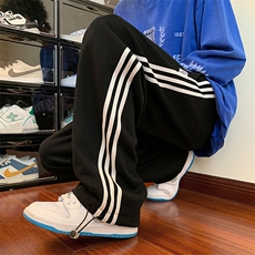 港风条纹休闲裤男包边包条宽松大码束脚卫裤XZ214-8KP700P35，男装休闲裤，星座1204-3