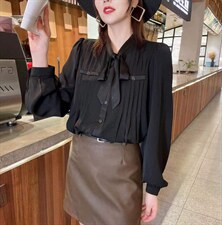 领结衬衫，女装衬衫，萌蔻