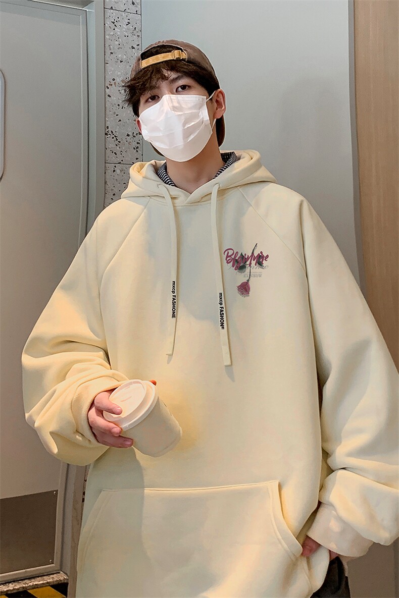 港风红玫瑰华棉得物抖音直播高品质宽松男休闲连帽卫衣W5203P40,男装卫衣,电商C408-1(原B339-1)