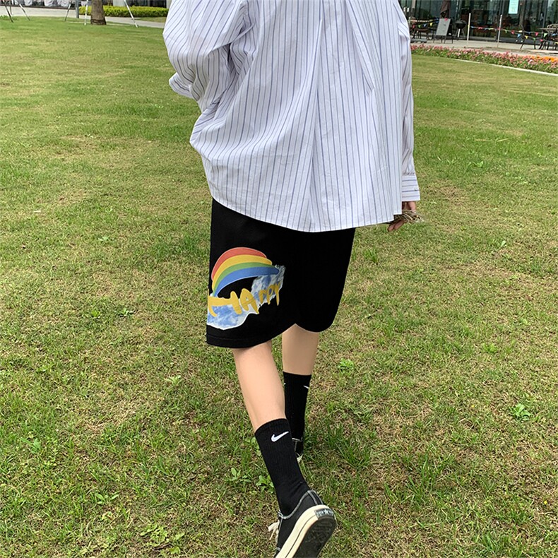 冰丝短裤男士大码宽松休闲五分裤男运动中裤港风8007-P20,男装休闲裤,电商A059