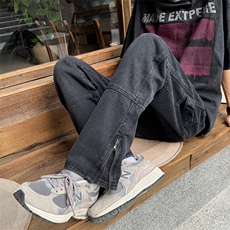 现货裤脚拉链牛仔裤伐木工设计款黑色酵磨工艺修身版型8929P48，男装牛仔裤，星座902A