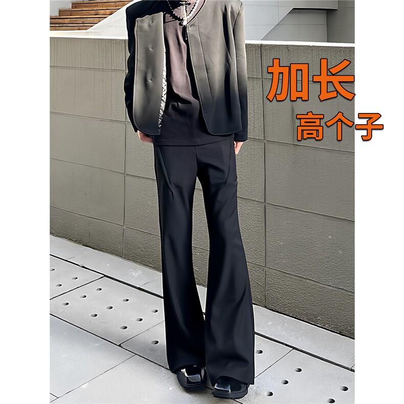 网图cleanfit黑色微喇西裤美式高街裤子男直筒休闲西装裤KZ058P50，男装西服套装，电商B312