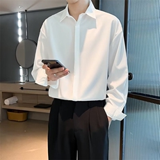 春秋内搭免烫垂感丝滑衬衫男长袖韩版宽松ins痞帅衬衣男C08-P30，男装衬衫，星座1116A-2（原606A-1）