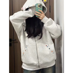 现货 1014-1 WY003 TP75秋装重磅开衫刺绣男女生卫衣卫衣外套图片