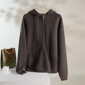 2024年新款潮长袖连帽套头35%羊绒衫图片