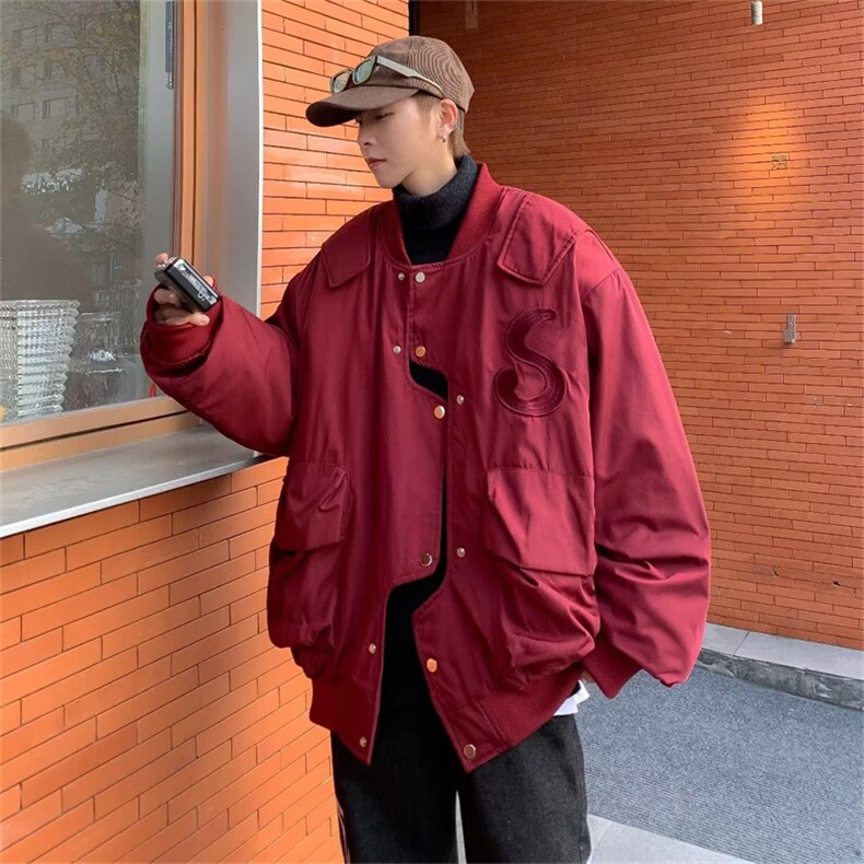 美式hiphop设计感飞行员夹克外套男女不规则棒球服潮牌WJ921-P58图片