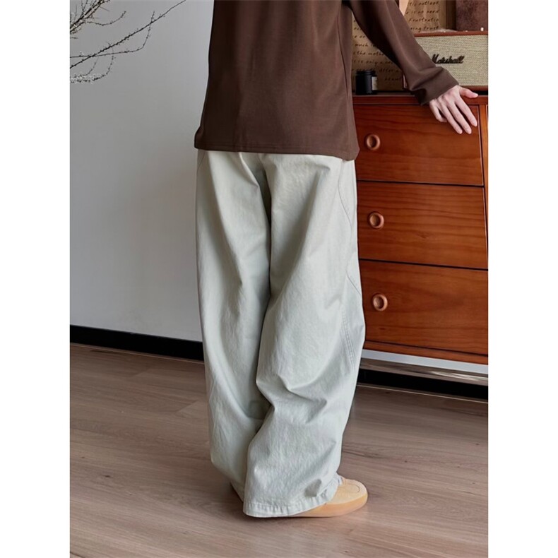 日系复古休闲长裤男情侣春秋季潮牌阔腿立体宽松直筒工装裤，男装工装外套，星座506A